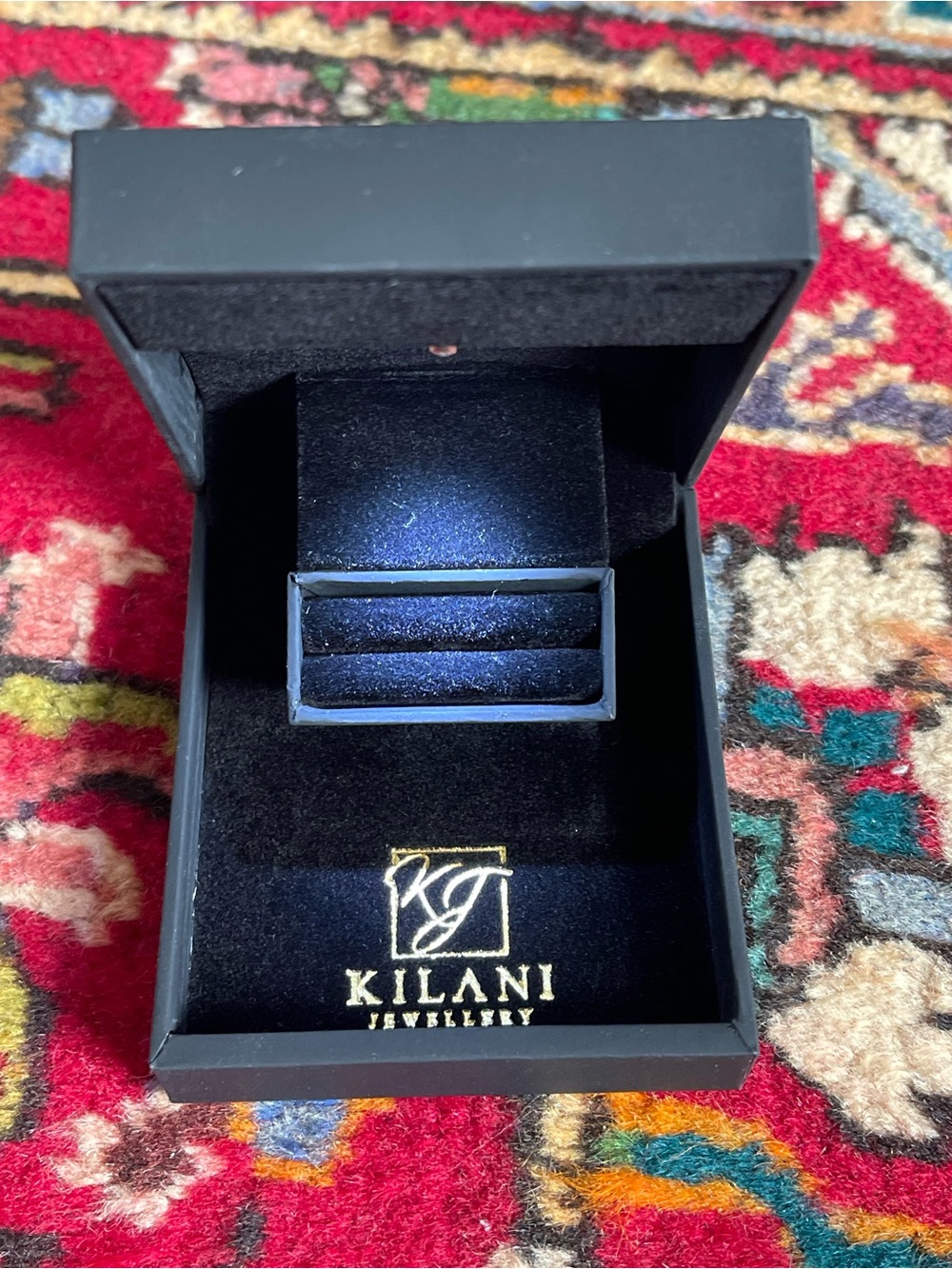 Navy Blue Velvet Ring Box - Men's Accessories